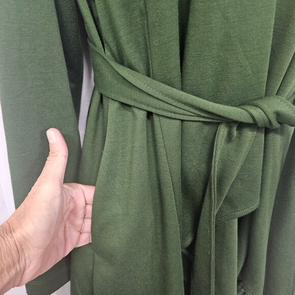 Serena Williams Olive Green Belted Cardigan Jacket Boho Minimalist XL - Picture 4 of 13